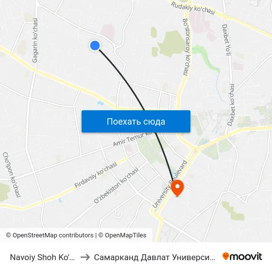 Navoiy Shoh Ko'Chasi, 1 to Самарканд Давлат Университети (Самду) map