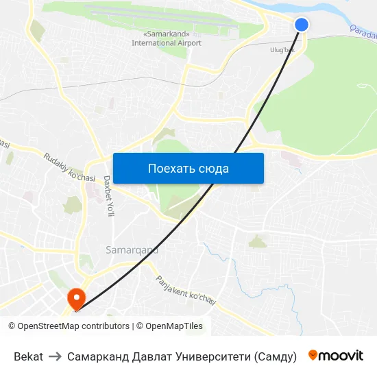 Bekat to Самарканд Давлат Университети (Самду) map