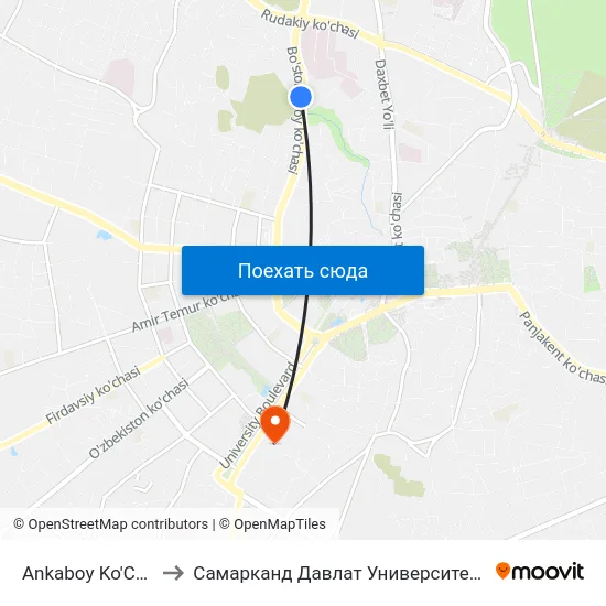 Ankaboy Ko'Chasi, 6 to Самарканд Давлат Университети (Самду) map