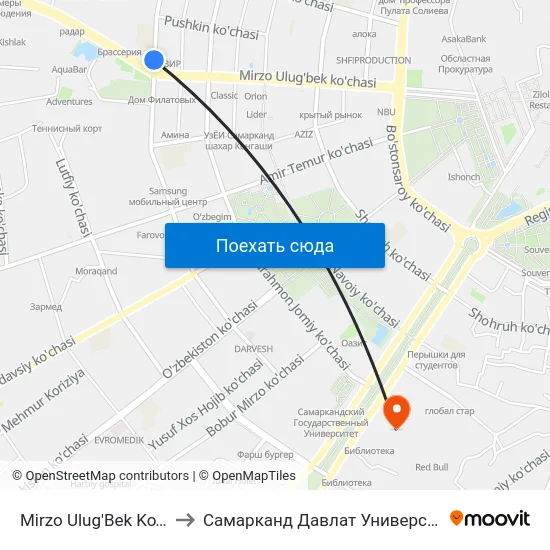 Mirzo Ulug'Bek Ko'Chasi, 48 to Самарканд Давлат Университети (Самду) map