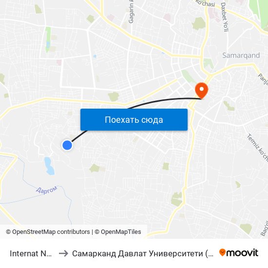 Internat Nº 10 to Самарканд Давлат Университети (Самду) map
