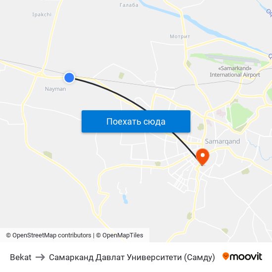 Bekat to Самарканд Давлат Университети (Самду) map