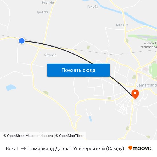 Bekat to Самарканд Давлат Университети (Самду) map