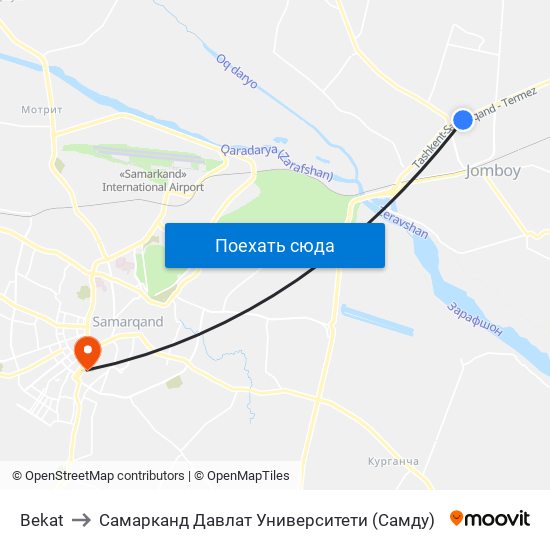 Bekat to Самарканд Давлат Университети (Самду) map