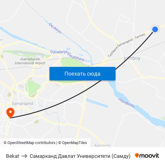 Bekat to Самарканд Давлат Университети (Самду) map