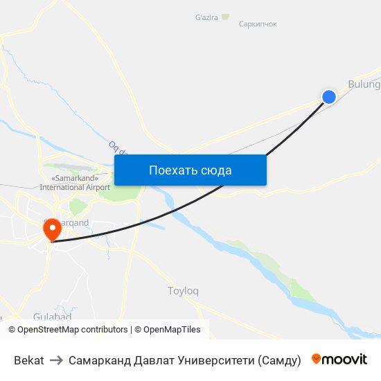 Bekat to Самарканд Давлат Университети (Самду) map