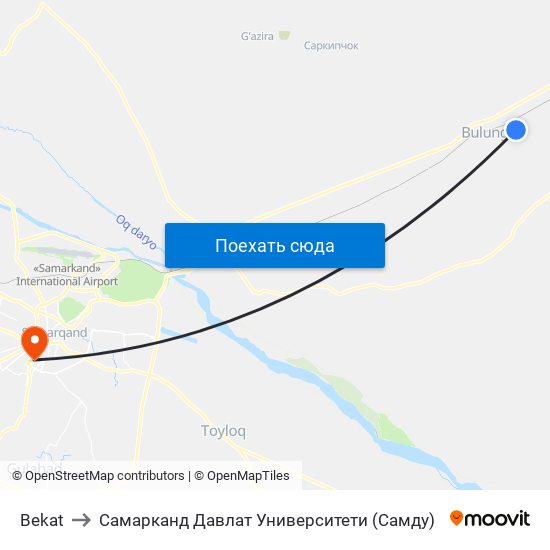 Bekat to Самарканд Давлат Университети (Самду) map