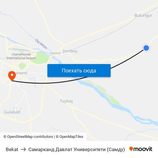 Bekat to Самарканд Давлат Университети (Самду) map