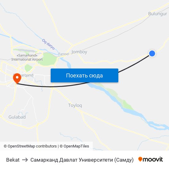 Bekat to Самарканд Давлат Университети (Самду) map