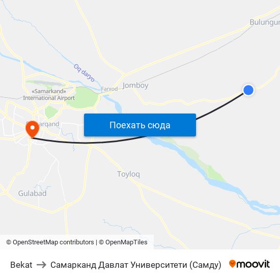 Bekat to Самарканд Давлат Университети (Самду) map