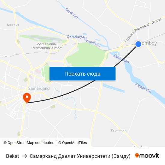 Bekat to Самарканд Давлат Университети (Самду) map