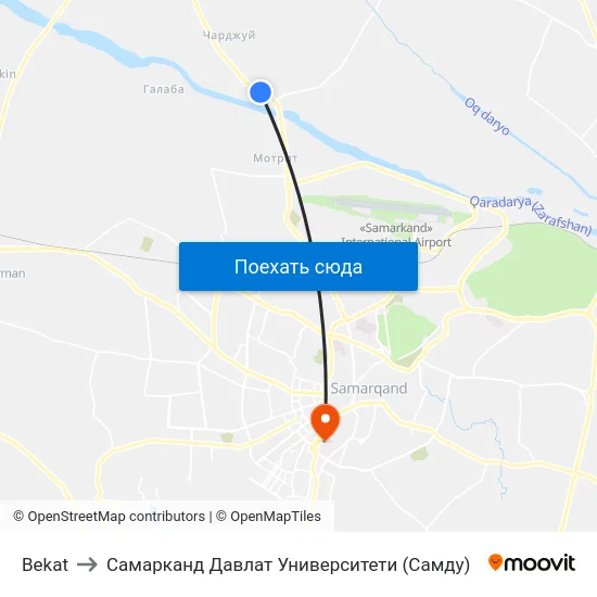 Bekat to Самарканд Давлат Университети (Самду) map