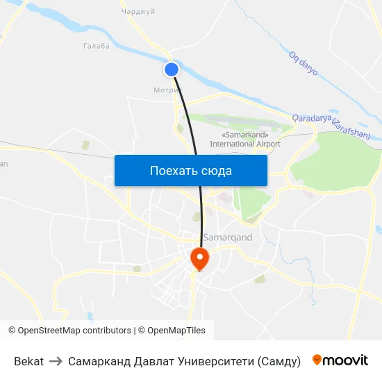 Bekat to Самарканд Давлат Университети (Самду) map