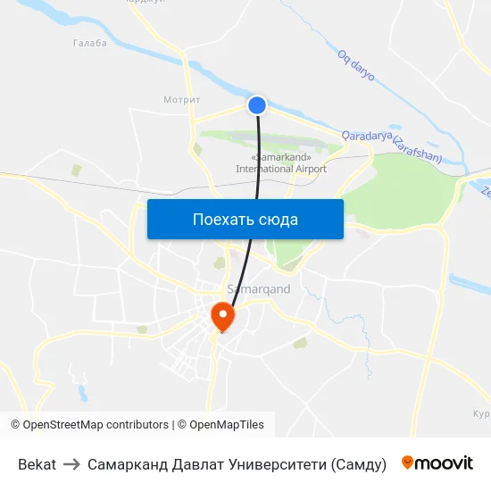 Bekat to Самарканд Давлат Университети (Самду) map