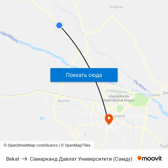 Bekat to Самарканд Давлат Университети (Самду) map