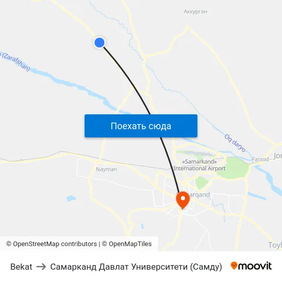 Bekat to Самарканд Давлат Университети (Самду) map