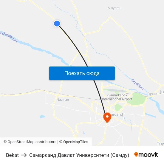 Bekat to Самарканд Давлат Университети (Самду) map