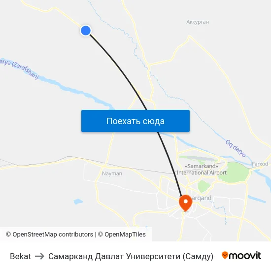 Bekat to Самарканд Давлат Университети (Самду) map