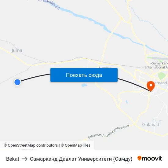 Bekat to Самарканд Давлат Университети (Самду) map