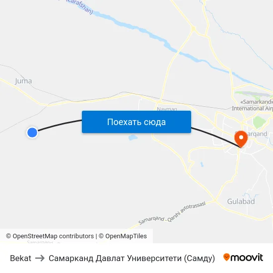 Bekat to Самарканд Давлат Университети (Самду) map