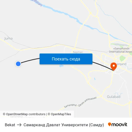 Bekat to Самарканд Давлат Университети (Самду) map