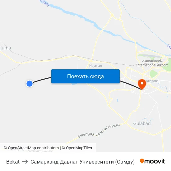 Bekat to Самарканд Давлат Университети (Самду) map