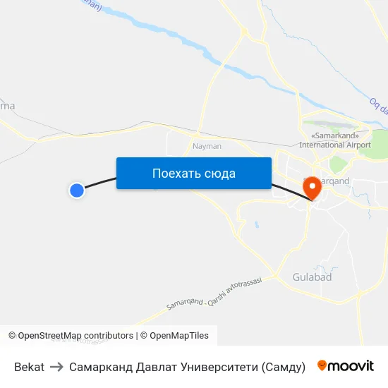 Bekat to Самарканд Давлат Университети (Самду) map