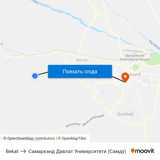 Bekat to Самарканд Давлат Университети (Самду) map