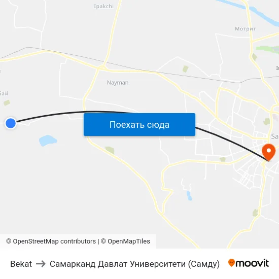 Bekat to Самарканд Давлат Университети (Самду) map