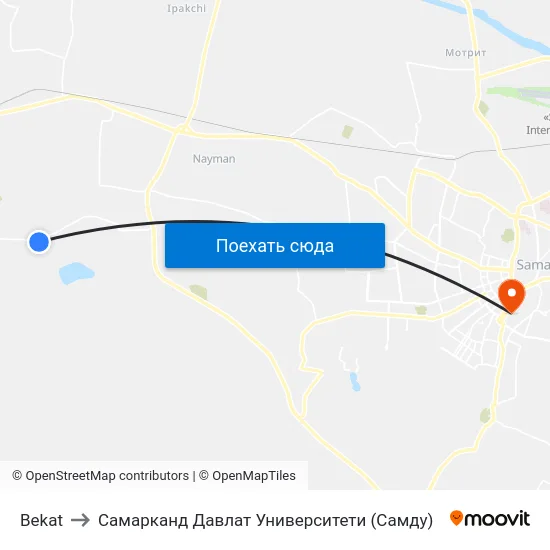 Bekat to Самарканд Давлат Университети (Самду) map