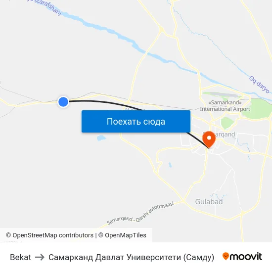 Bekat to Самарканд Давлат Университети (Самду) map