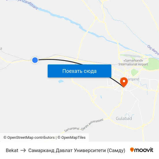 Bekat to Самарканд Давлат Университети (Самду) map