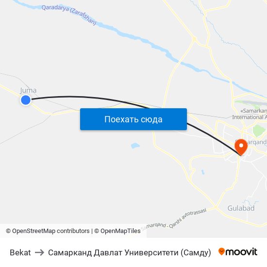 Bekat to Самарканд Давлат Университети (Самду) map