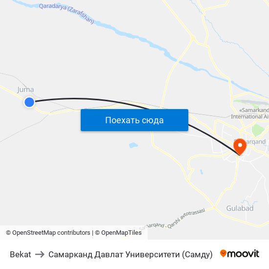 Bekat to Самарканд Давлат Университети (Самду) map