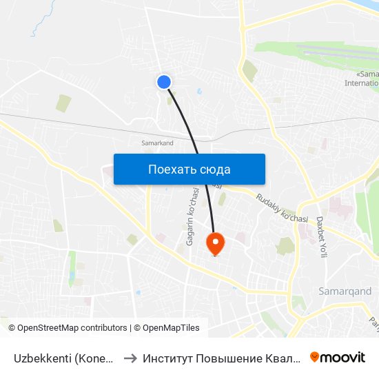 Uzbekkenti (Konechnaya) to Институт Повышение Квалификации map