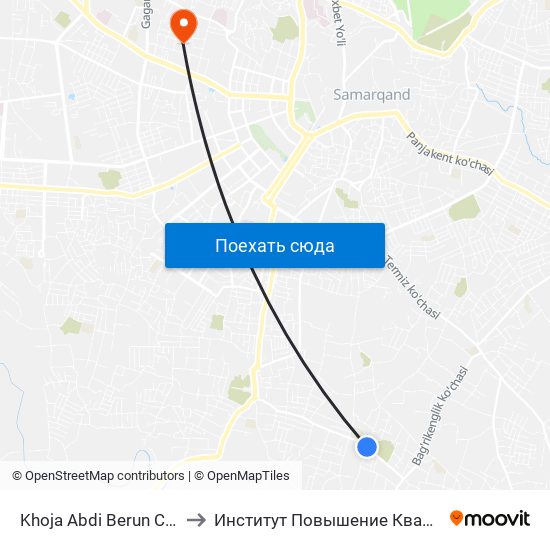 Khoja Abdi Berun Cemetery to Институт Повышение Квалификации map