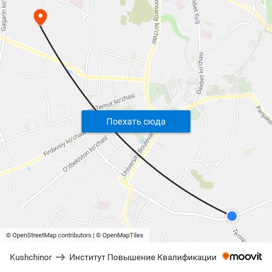 Kushchinor to Институт Повышение Квалификации map