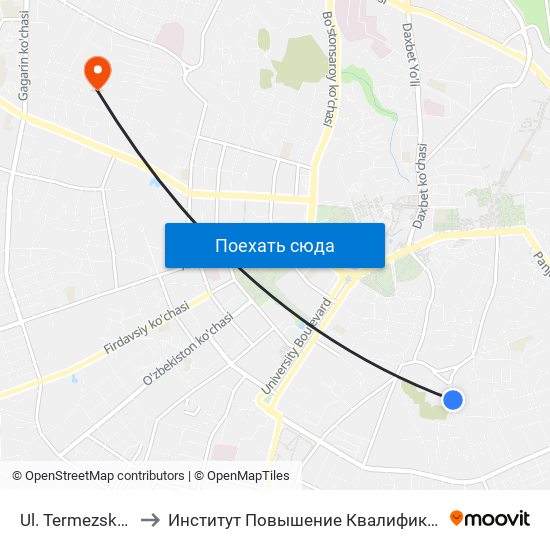 Ul. Termezskaya to Институт Повышение Квалификации map