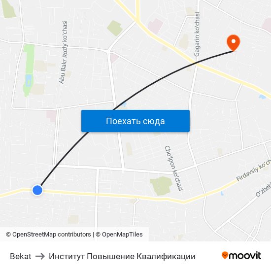 Bekat to Институт Повышение Квалификации map