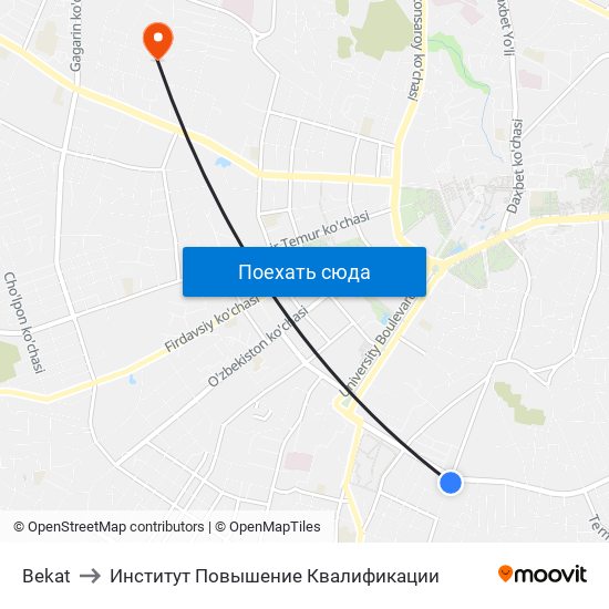 Bekat to Институт Повышение Квалификации map