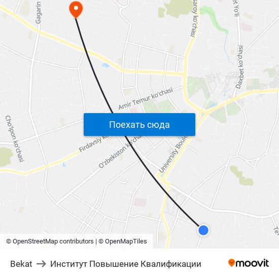 Bekat to Институт Повышение Квалификации map