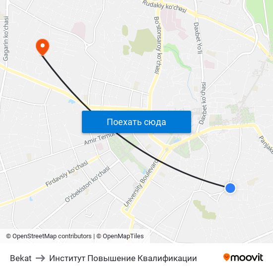 Bekat to Институт Повышение Квалификации map