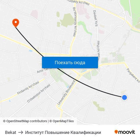 Bekat to Институт Повышение Квалификации map