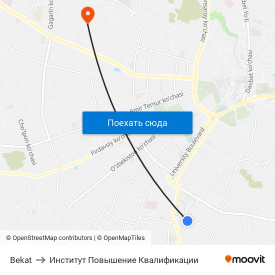 Bekat to Институт Повышение Квалификации map