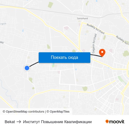 Bekat to Институт Повышение Квалификации map