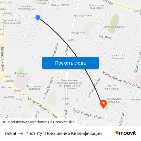 Bekat to Институт Повышение Квалификации map