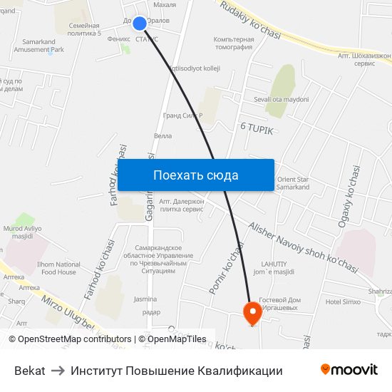 Bekat to Институт Повышение Квалификации map