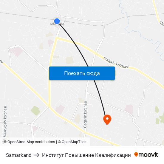 Samarkand to Институт Повышение Квалификации map