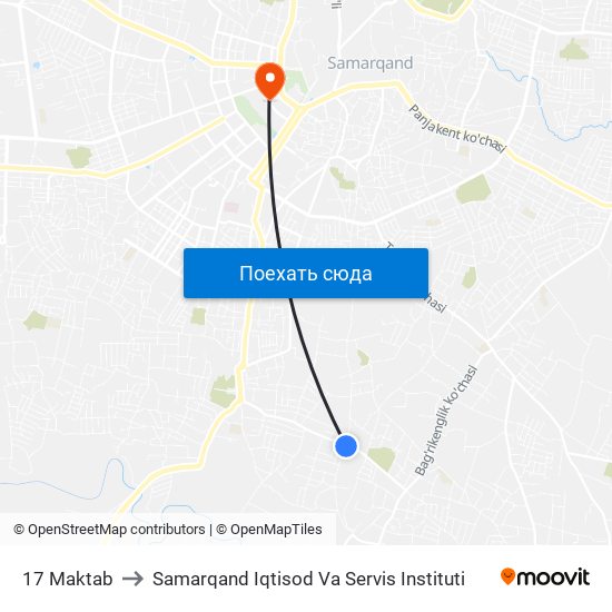 17 Maktab to Samarqand Iqtisod Va Servis Instituti map