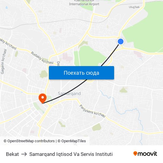 Bekat to Samarqand Iqtisod Va Servis Instituti map